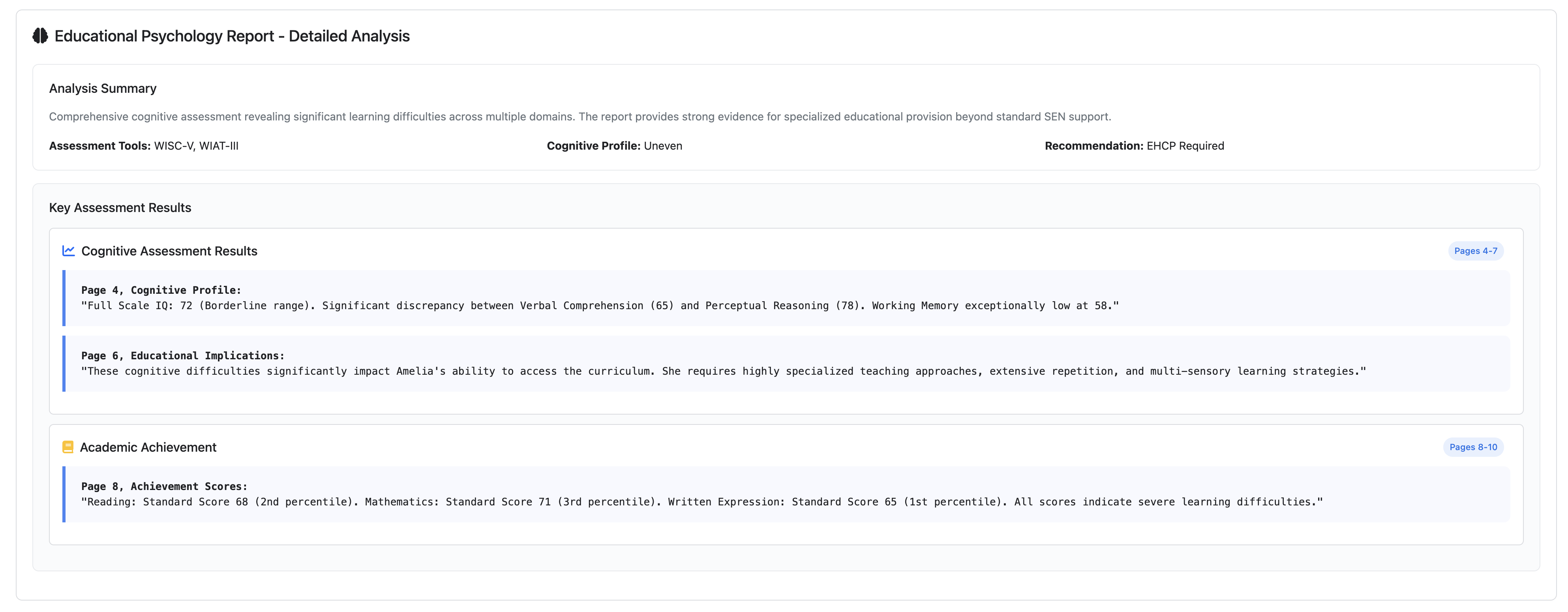 AI Analysis Interface